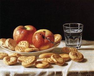 リンゴとビスケットのある静物、1862